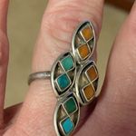 Vintage Southwestern Navajo Turquoise Coral & Sterling Silver Old Pawn Ring Red Photo 12