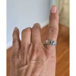 Boutique 18k White Gold Plated Rhinestone Clover Ring Set, Sz 7 Photo 6