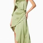 Elliatt Camilla Satin Asymmetrical Midi Dress Sage Green St Patrick’s Day Photo 0