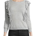 Rebecca Taylor  Sweater Womens Gray Ruffle Open Knit Pullover Size‎ Medium Photo 0