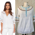 Love Sam Abigail Embroidered Peasant Top in White Photo 1