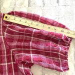 Madewell  Plaid Puff Short Sleeve Blouse Women s Boat Neck Casual Top Sz L Photo 7