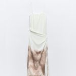 ZARA  NWT ombré tie dye beige brown white midi maxi dress with side slit Photo 13