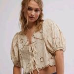 Free People  Cream Floral Embroidered Top June top in Ecru Photo 0