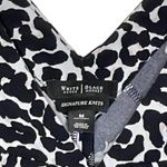 White House | Black Market Blouse Size Medium Signature Knits Black White Floral Photo 5