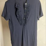 Tory Burch Women navy Blue Short Sleeve Ruffled polo shirt Size:S|Luxury|Spring Photo 2