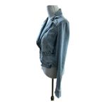 YOUNIQUE Bolero Jean Jacket distressed with front pockets, one button closure. M Blue Size M Photo 3