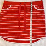 Nautica Size L Orange White Striped Stretchy Mini Skirt Preppy Casual Photo 11