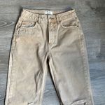 Free People  We The Free Dakota Straight Leg Jeans Tan Distressed Denim Photo 5