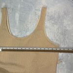 EUC VER Knit Maxi Dress Tank Style Beige Ribbed Drawstring Sides Slits XL Tan Photo 6