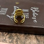 Handmade Blue Lapis Gemstone Ring • Gold Adjustable •  Boho Vintage Style Photo 10