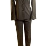 Herman Geist Olive Green Women’s Pant Suit With Shoulder Pads Size 8 (Preowned) Photo 8