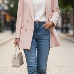 BB Dakota by Steve Madden Blush Peach Blazer – Size M – Lightweight & Chic Photo 0