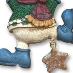 Vintage Snowman Brooch Holiday Resin Snowball Attached Glitter Star Festive Blue Photo 3