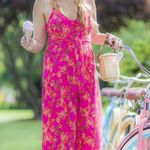 Free People NWT - Hot Tropics Wide Leg Jumpsuit Pink Combo Floral Summer Resort Photo 0