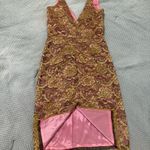 Trina Turk Gold Beaded Sequin Floral Dress Photo 4