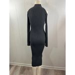 ASTR the Label Cold Shoulder Mock Neck Midi Sweater Dress in Charcoal Size XS Gray Photo 5