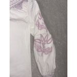 Anthropologie veroalfie embroidered ruggle smocked blouse white Puff Sleeve  2 Photo 6