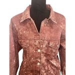 Thrill Jeans Women’s Burgundy Acid Washed Denim Long Jacket/Dress, Size Large Red Photo 4