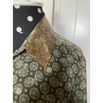 Chico's Womens Blouse Size 0 S 4 Olive Green Gold Sequined Metallic Sheer Top Photo 5