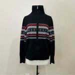 Josephine Chaus  Fair Isle Full Zip Black Sweater Large Photo 5