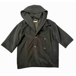 Vintage MARELLA ITALY Wool Angora Shawl Hooded Collar Coat Jacket Size 10 Black Photo 2