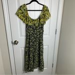 ZARA  floral ruffle yellow slit front midi dress size medium blogger spring‎ Photo 5