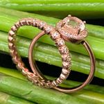 Morganite 925 Rose Gold Solitaire & Eternity Engagement Ring Set Size 7 3g Photo 1