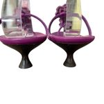 Salvatore Ferragamo Vintage NWOB  Purple Leather Flower Thong Kitten Heel Sandal Photo 5