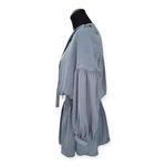 Lucky Brand | XS | Gun Metal Matte Satin Drop Waist Tie Detail V-Neckline Dress Photo 7