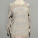 BCBGeneration Cream Striped Slouchy Wide Neck Sweater Pullover Photo 1