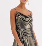Ever New Goddess Charli High Low Navy And Gold Metallic Formal Gown Sz US 0 Photo 9