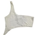 Naked Wardrobe  White Smooth Side Asymmetrical Crop Top NW-T2619 M New / FLAW Photo 1