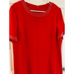 ASHRO Women's Red Dress Beaded Neckline & Sleeves Elegant Party Cocktail Size 16 Photo 1