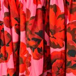 Eshakti pink red floral midi dress size small / 6 smocked full skirt feminine Photo 8