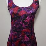 EXPRESS red purple feather satin mixed media tank size small Photo 0