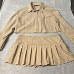 ZARA  Pinstripe Micro Mini Skirt Suit Set  NEW L/XL Corporate Siren Coquette Girl Photo 0