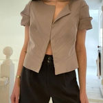 Mario Serrani  Italy Hook & Eye Paneled Blazer Jacket Beige Size 8 Photo 0