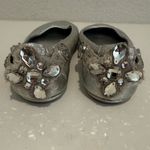 Tory Burch Minnie Crystal Embellished Two Way Ballet Flat Metallic Silver Size 6 Photo 12