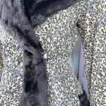 Newport News  Vintage Embossed Faux Fir Trim Leather Princess‎ Swing Coat Small Photo 5