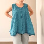 Johnny Was Blue Buttoned Relaxed Tank Top Photo 1