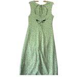 Love, Whit Pistachio Green Petite Floral Ruched Midi Dress High Slit Open Back L Size L Photo 7