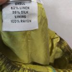 Talbots Vintage Silk /Linen Turquoise Gold Skirt Lined Pleated Side Zip Size 4 Photo 9