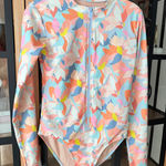 Mott50 one piece swimsuit rashguard Long Sleeve zip up colorful floral kelly Pink Size M Photo 0