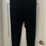 Eileen Fisher  Sz L Black Ribbed Knit Straight Leg Pants Pockets Capsule Classic Photo 0