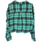 American Eagle NWT  Green Plaid Button Front Cropped Flannel Top Women’s Small Photo 1