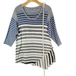 Dress Barn  DB Sunday Tunic Top Womens XL Blue Gray Stripe Asymmetric Stretch Photo 6