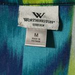 Worthington Asymmetrical Blue Green Long Sleeve Top Sz M Photo 1
