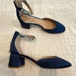 Jewel Badgley Mischka Cathleen 11 satin block heel evening pump 3093 Blue Photo 5