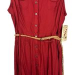 1st Kiss NWT Sleeveless Red Midi Button Up Shirtdress Size 2X Photo 4